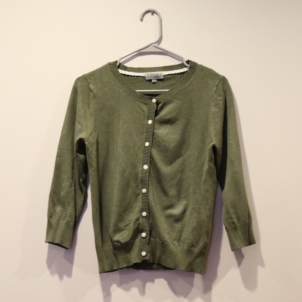 Olive Green Short Cardigan
